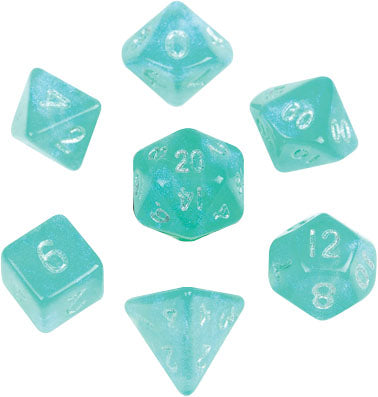 10mm Mini Stardust Acrylic Poly Dice Set: Teal