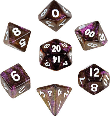 10mm Mini Stardust Acrylic Poly Dice Set: Supervolcano