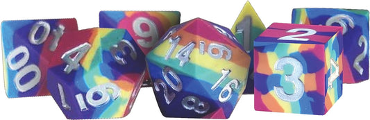 16mm Sharp Edge Silicone Rubber Poly Dice Set: Rainbow