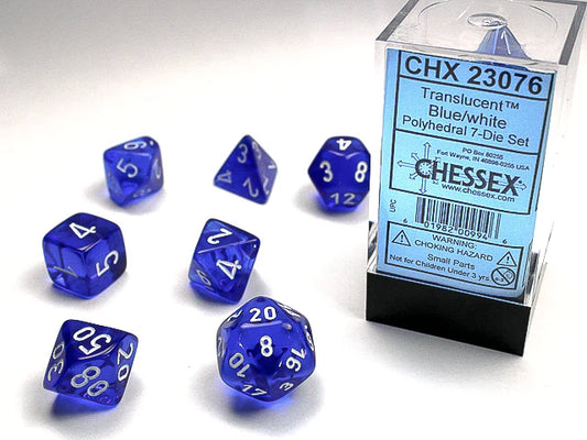 Translucent: Poly Blue/White 7-Die Set