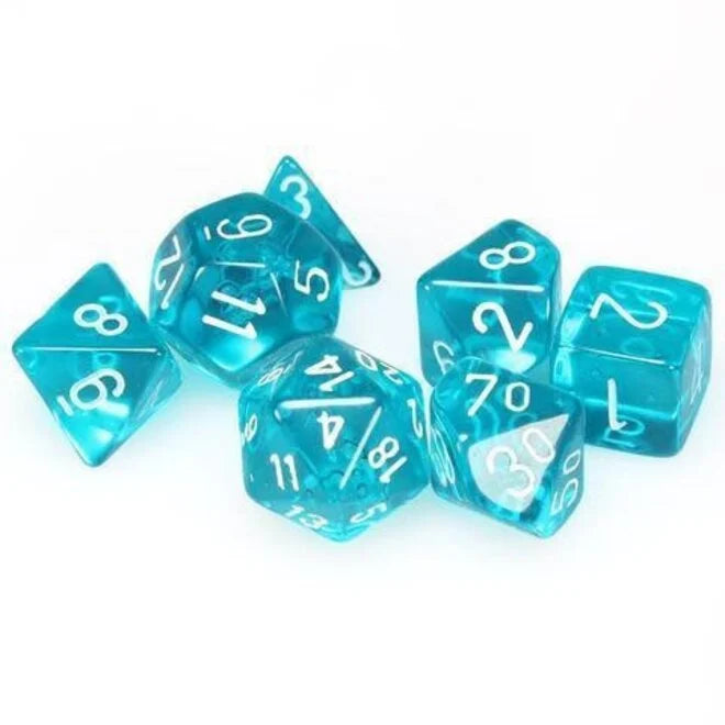 Translucent: Poly Teal/White 7-Die Set