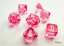 Translucent: Poly Pink/White 7-Die Set